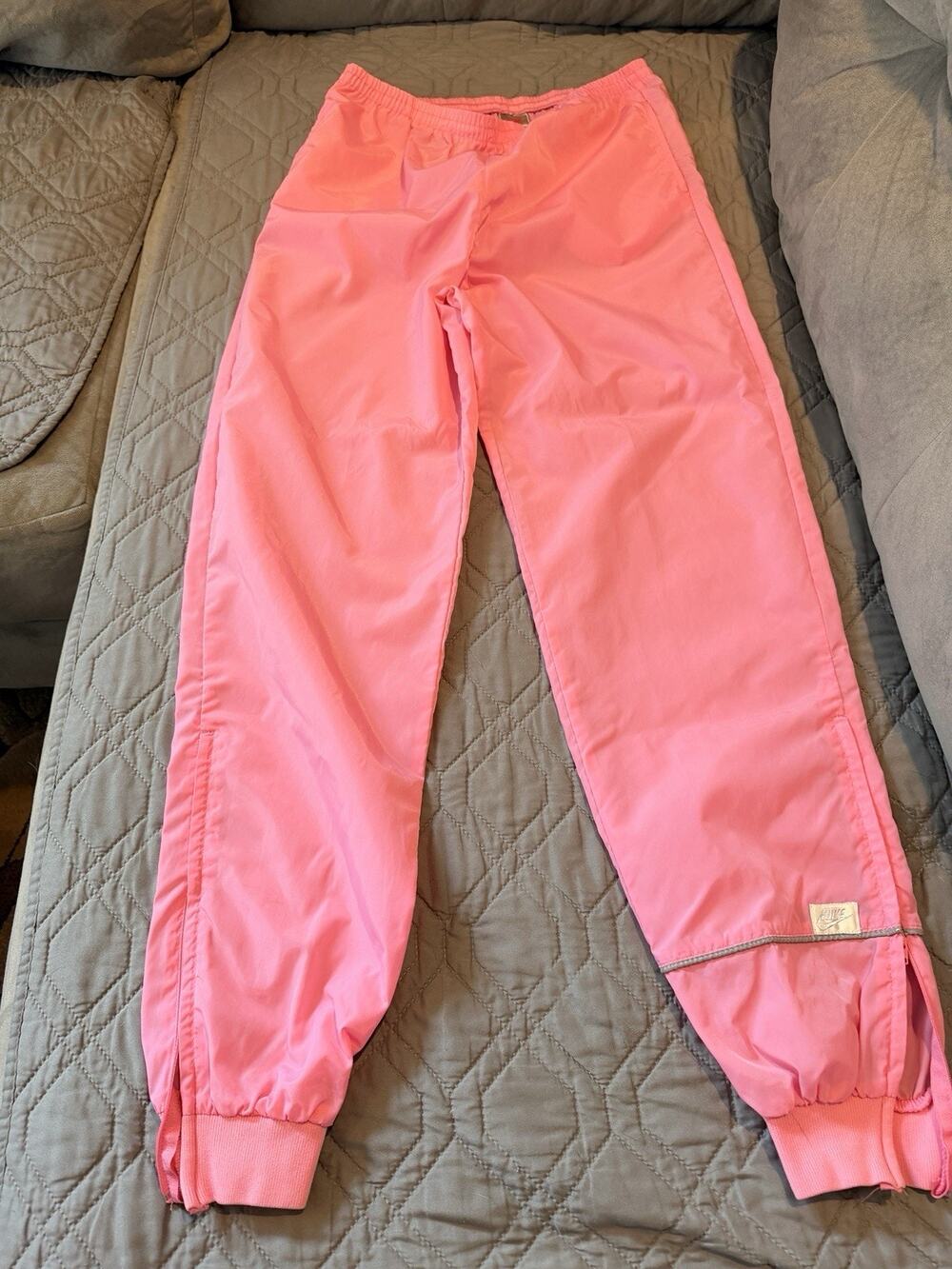 Vintage 90s Y2k Nike Windbreaker Nylon Pants Sz M Zip Ankle Pink